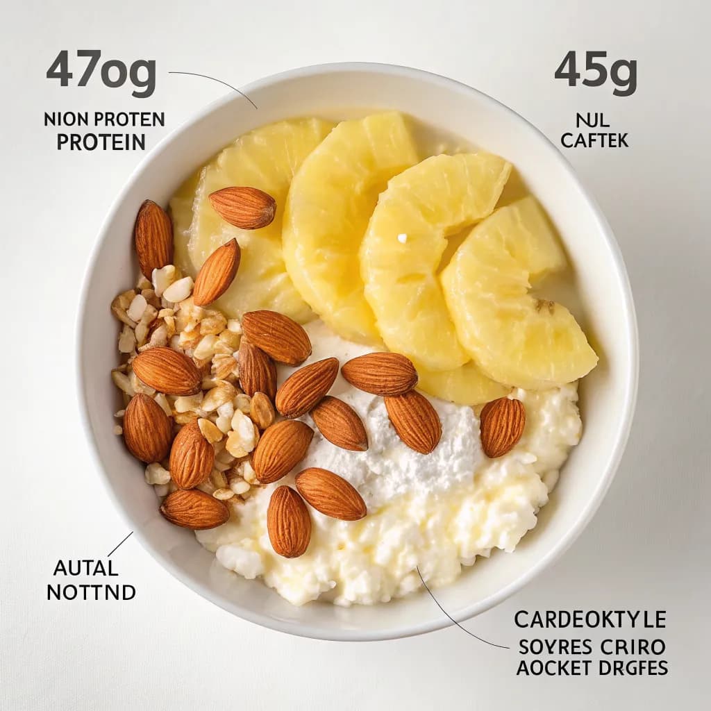 High-Protein Cottage Cheese Bowl with Pineapple and Almonds