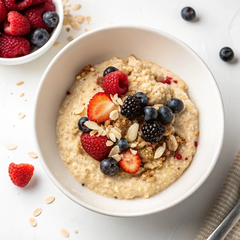 Coconut Quinoa Breakfast Porridge with Mixed Berries