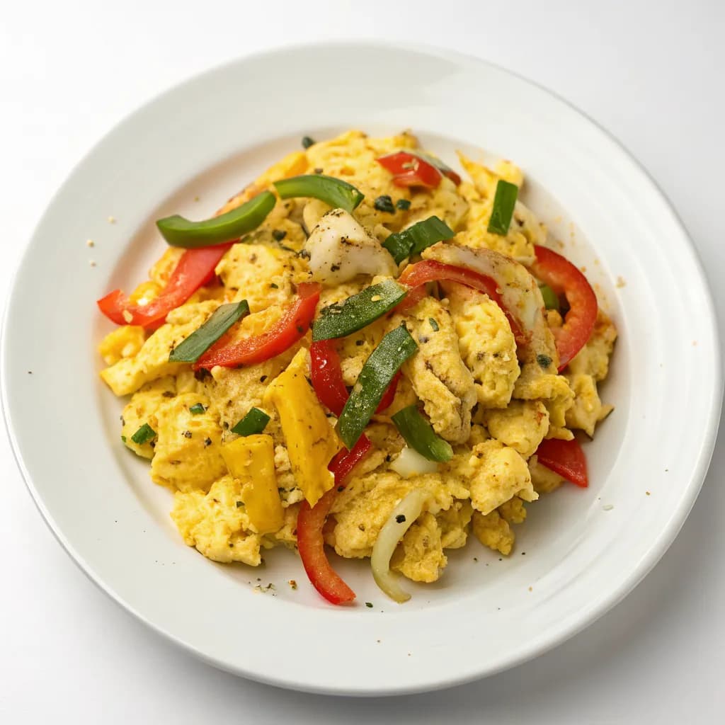High-Protein Egg Scramble with Peppers and Garlic