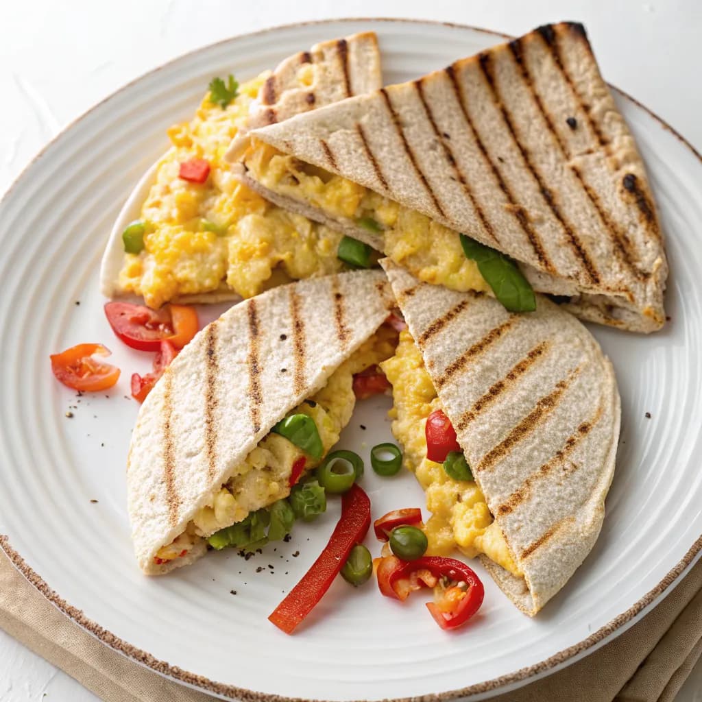 Breakfast Quesadilla with Eggs and Cheddar Cheese