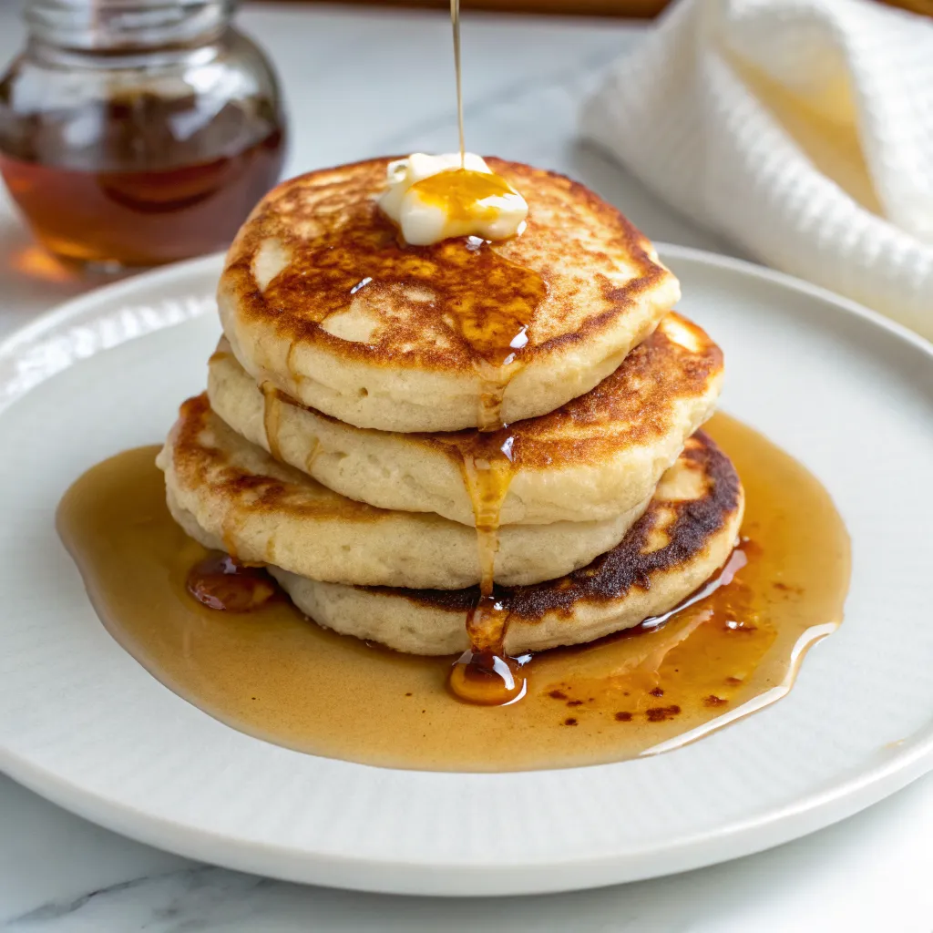 High-Protein Cottage Cheese Pancakes with Maple Syrup