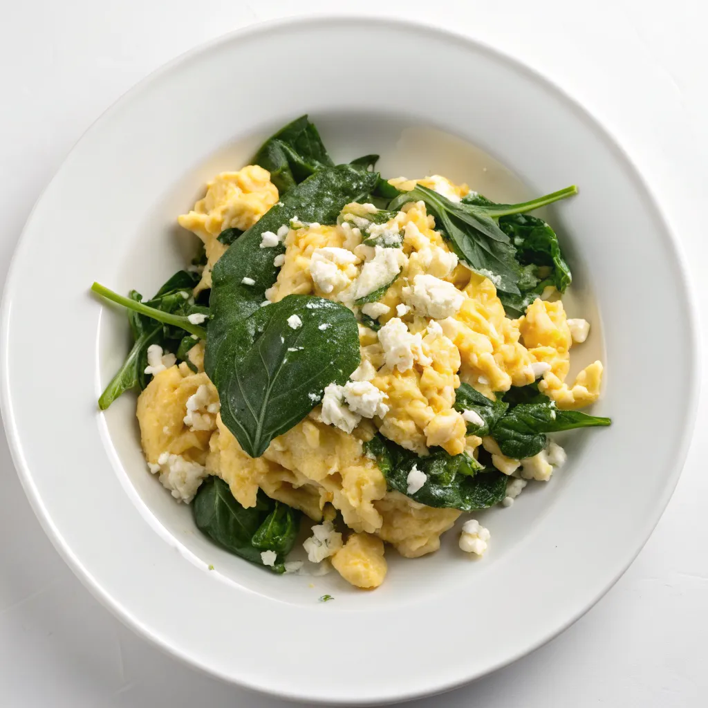 High-Protein Spinach and Cotija Cheese Scrambled Eggs