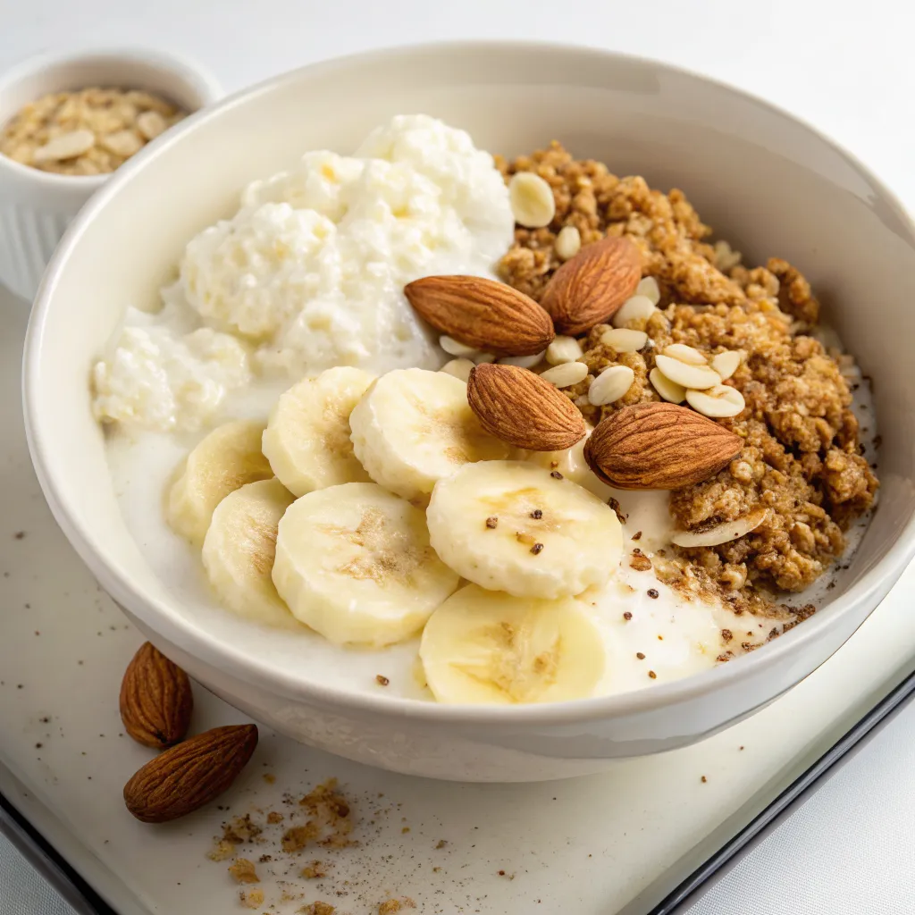High-Protein Granola Breakfast Bowl with Almond Milk & Banana