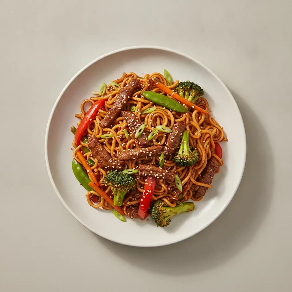 High-Protein Beef Stir-Fry Noodles with Vegetables