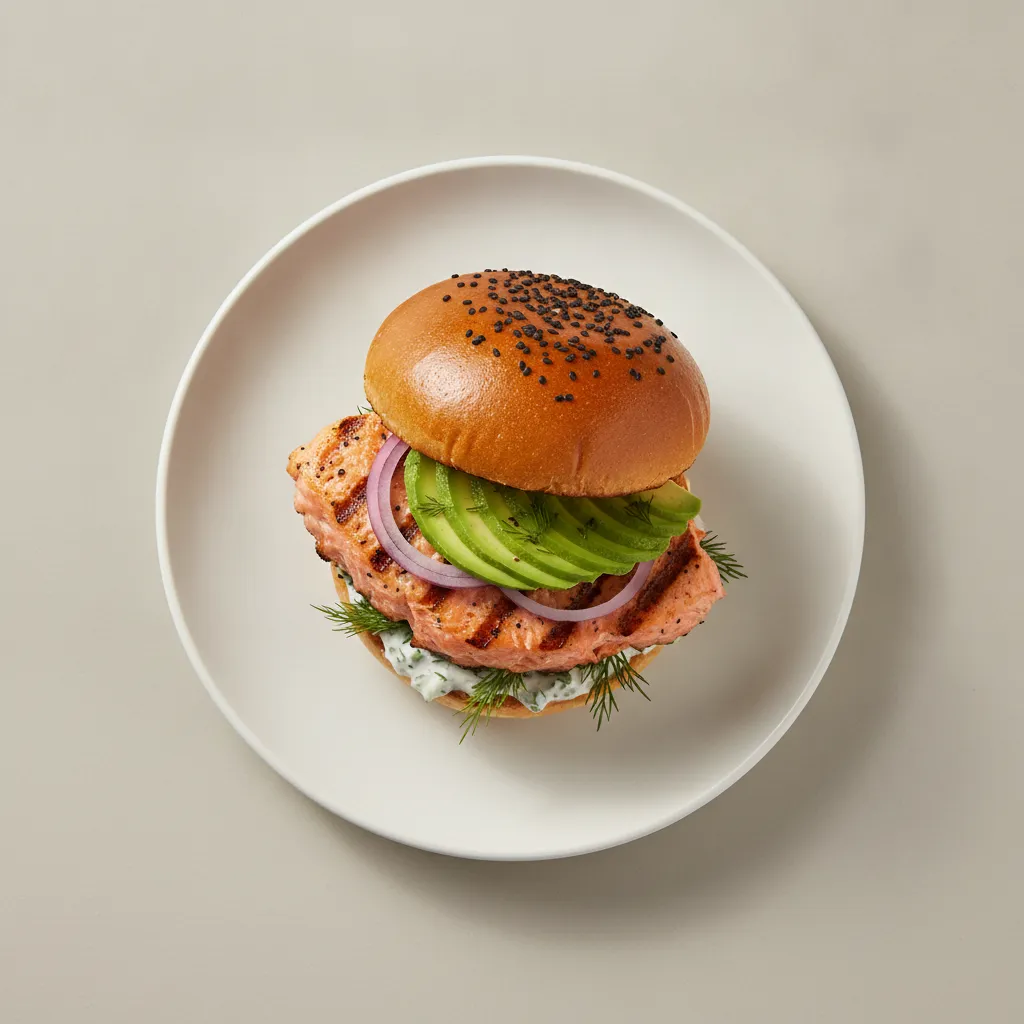 Grilled Salmon Burger with Avocado