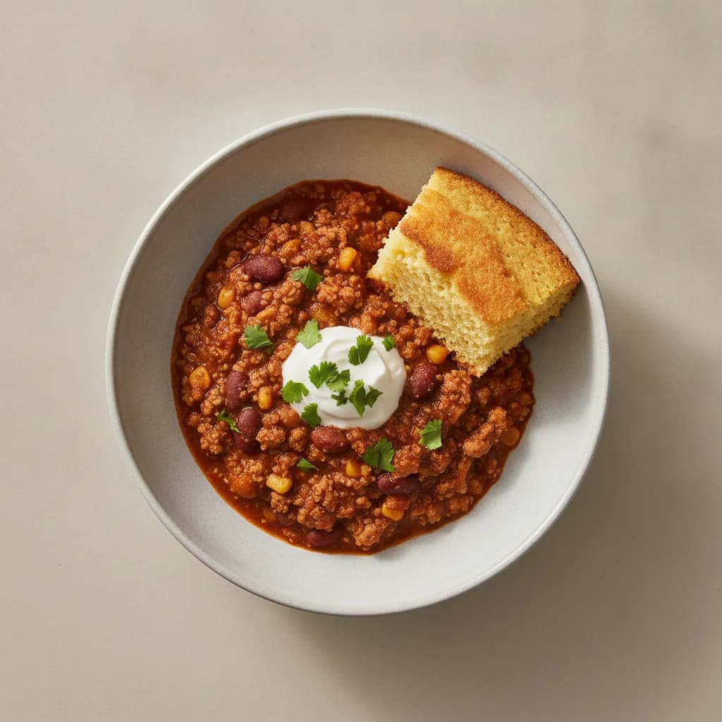 High-Protein Turkey Chili with Cornbread