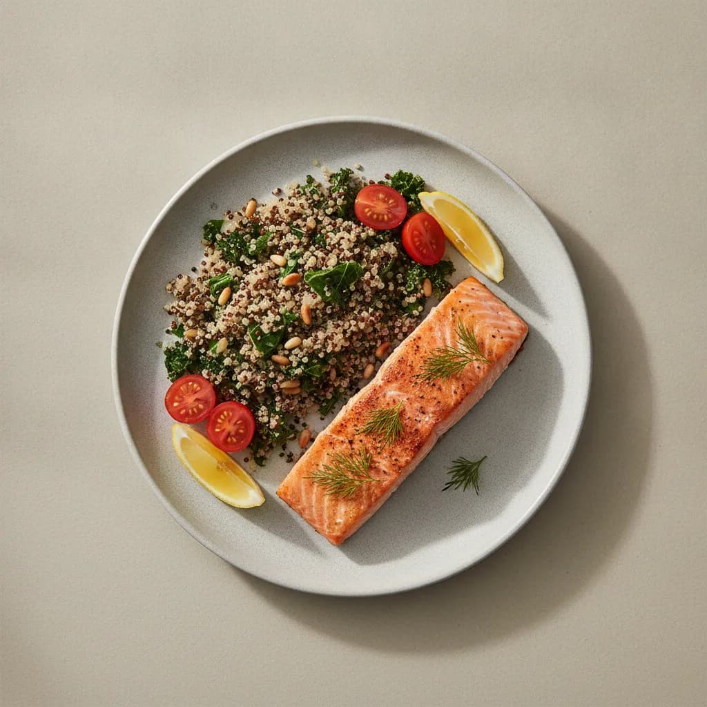 Roasted Salmon with Quinoa and Kale