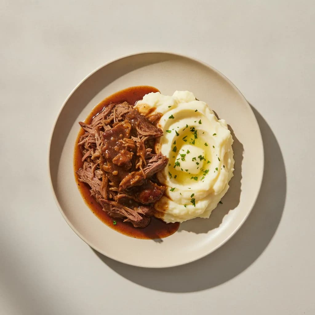 Braised Beef Chuck Roast with Creamy Mashed Potatoes