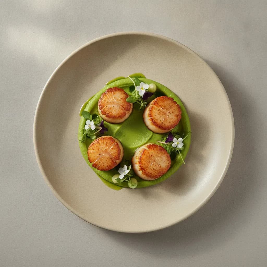 Seared Scallops with Pea Puree