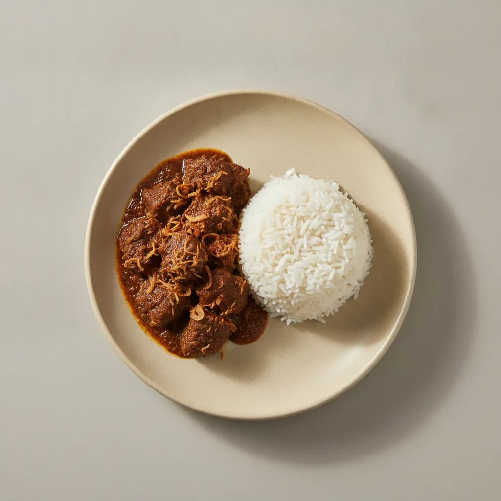 Beef Rendang with Steamed White Rice