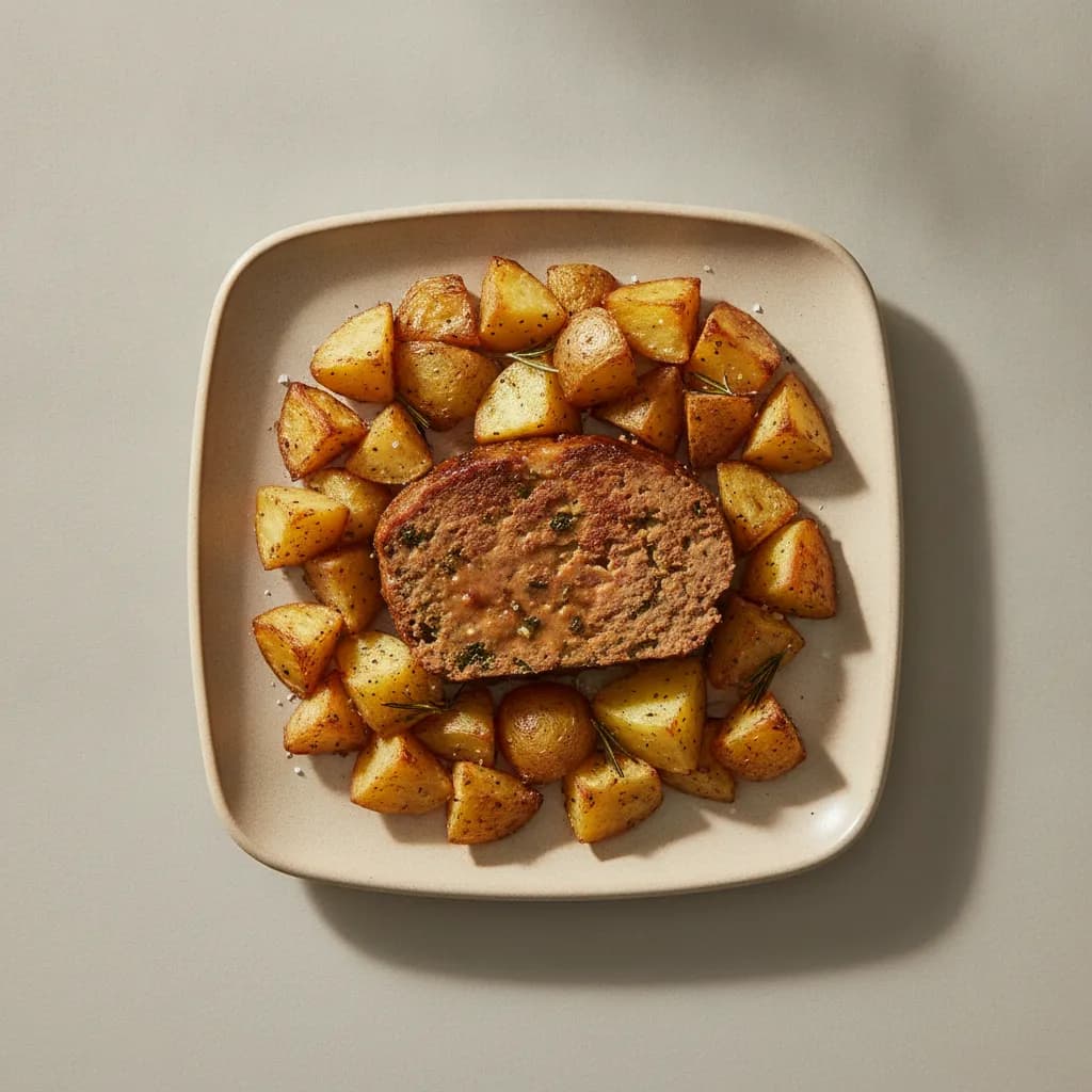 High-Protein Turkey Meatloaf with Roasted Russet Potatoes