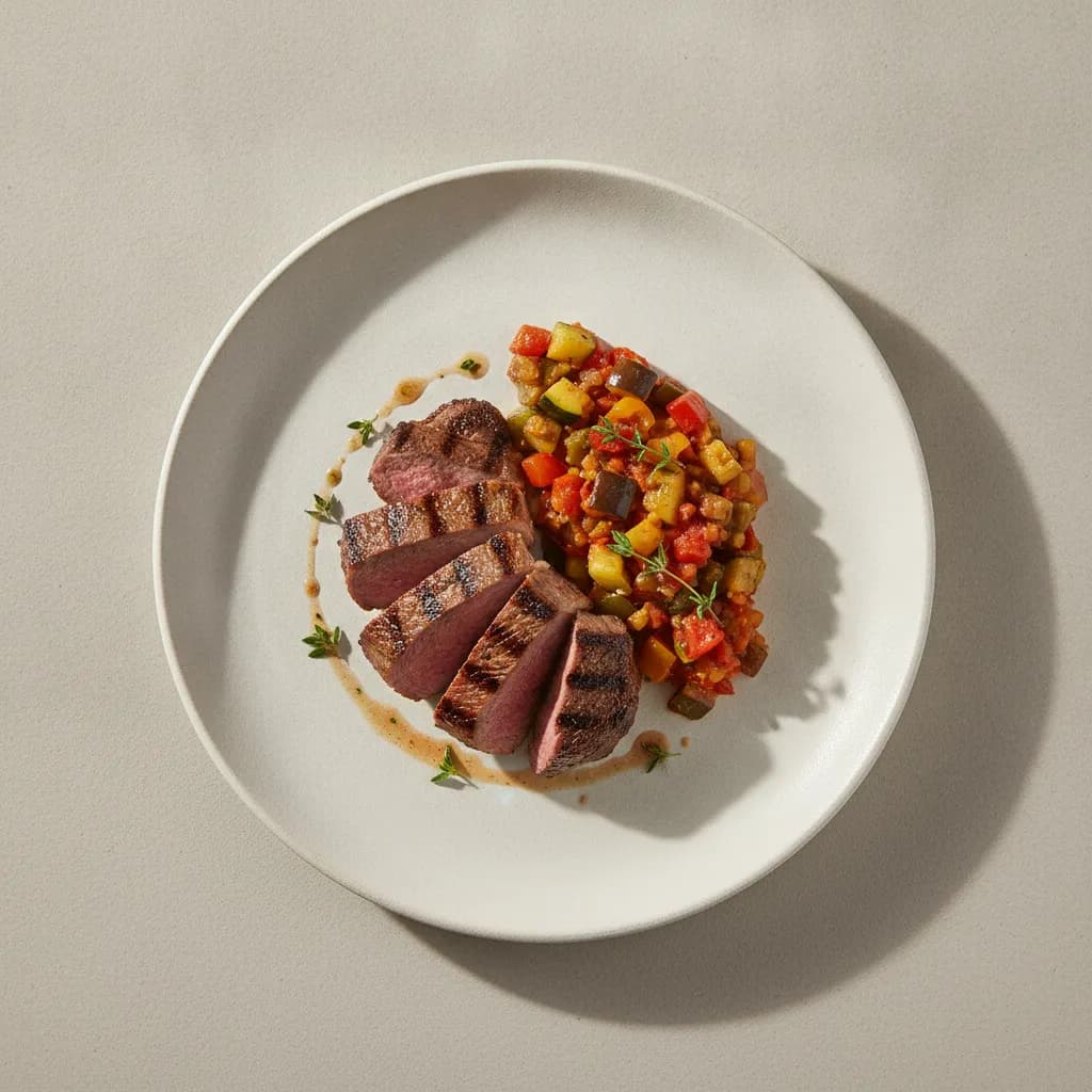 Grilled Lamb Steak with Ratatouille