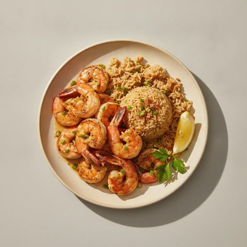 Grilled Prawns with Garlic Rice