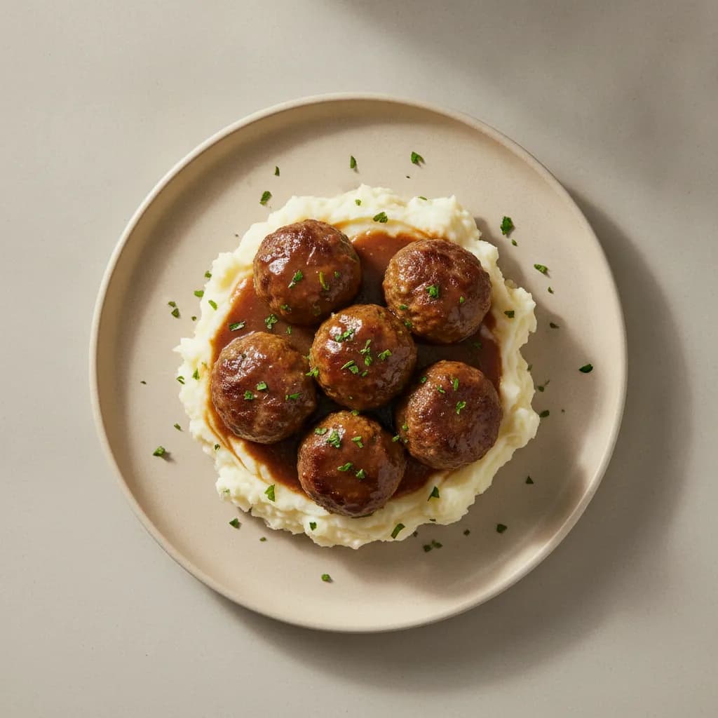 Beef Meatballs with Mashed Potatoes