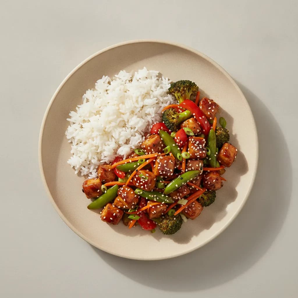 High-Protein Chicken Teriyaki Stir-Fry with Rice