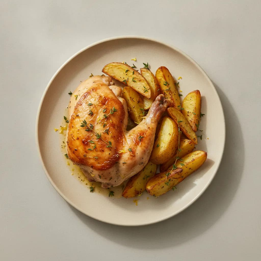 Lemon Herb Roast Chicken with Russet Potatoes